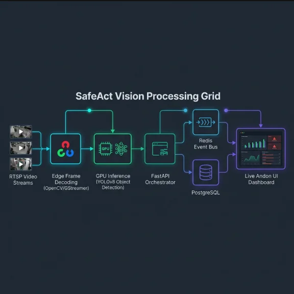 SafeAct Vision Processing Grid system architecture diagram